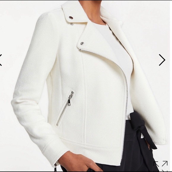 Ann Taylor Jackets & Blazers - Ann Taylor Tweed Moto Jacket Ivory Textured